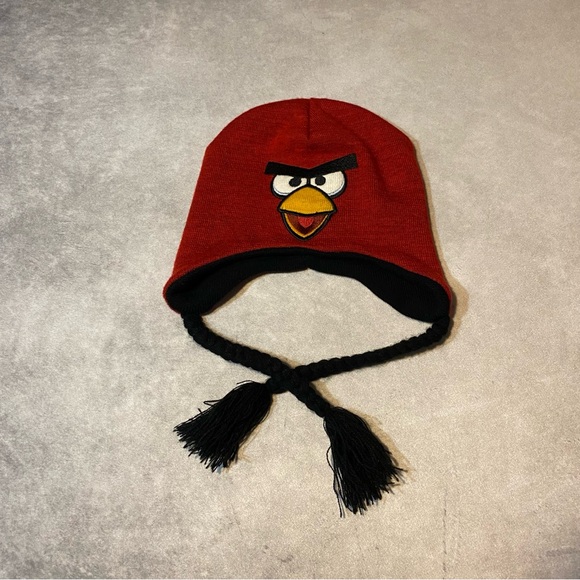 Angry Birds Red Bird Reversible Pig Knit Hat 100% Acrylic Ear Cover Winter - Picture 11 of 11